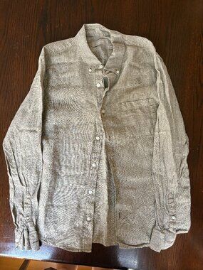 Everlane Linen Shirt Savannah Green Stripe Men’s M